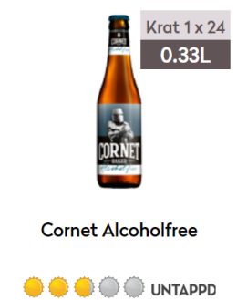 Cornet alcoholfree fles 0,33L
